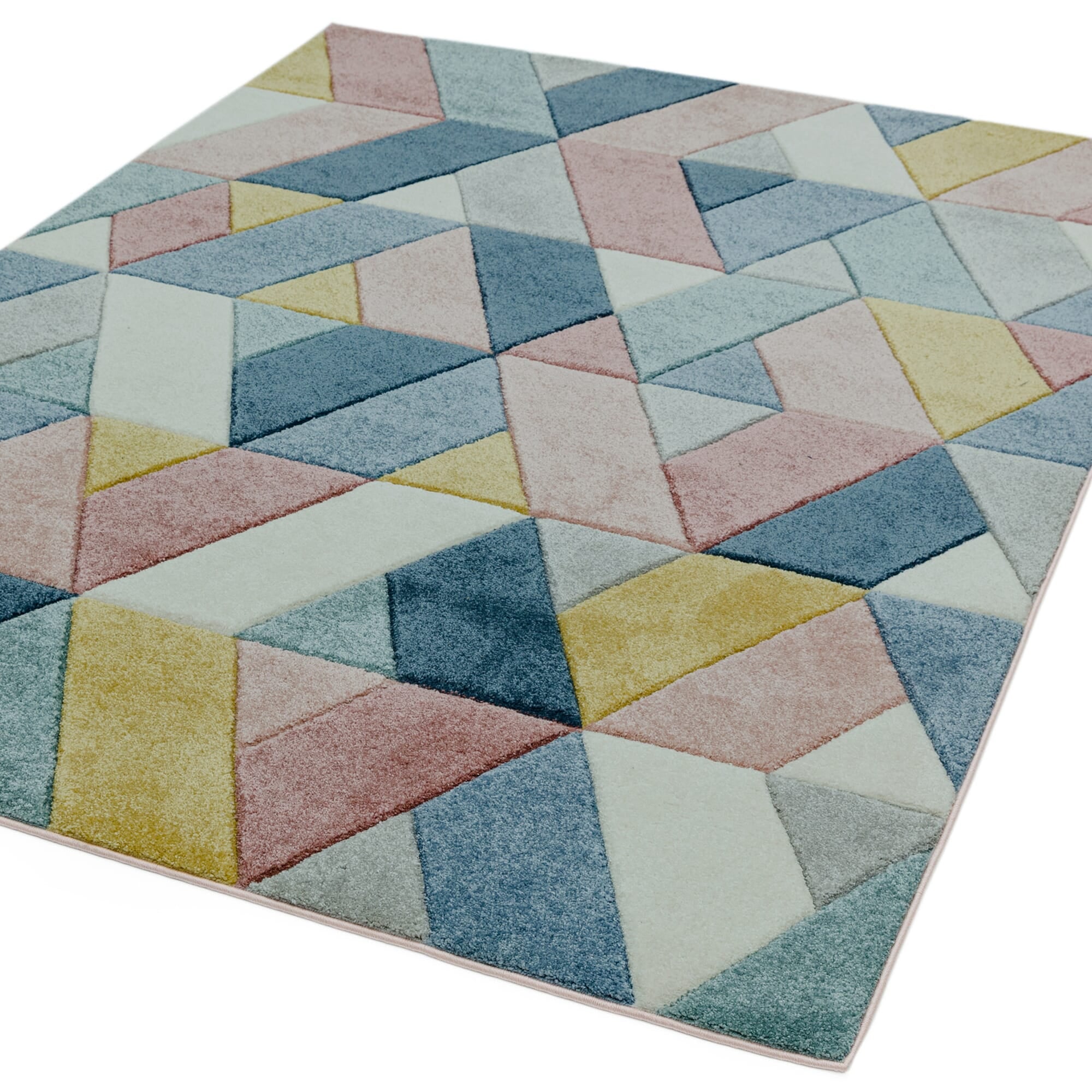 Alfombra Sketch Rombos Multicolor Moderna Tallada a Mano SK02