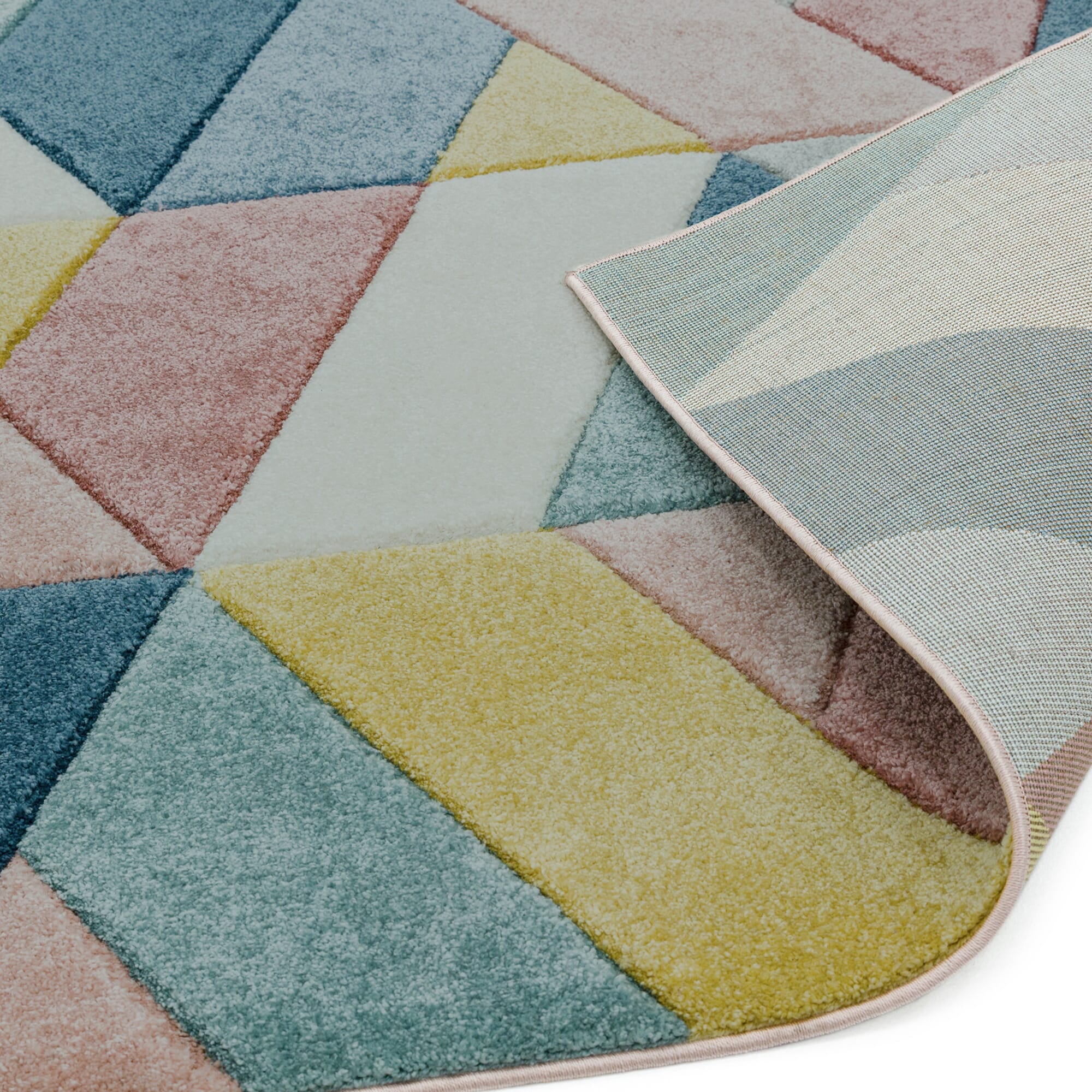 Alfombra Sketch Rombos Multicolor Moderna Tallada a Mano SK02