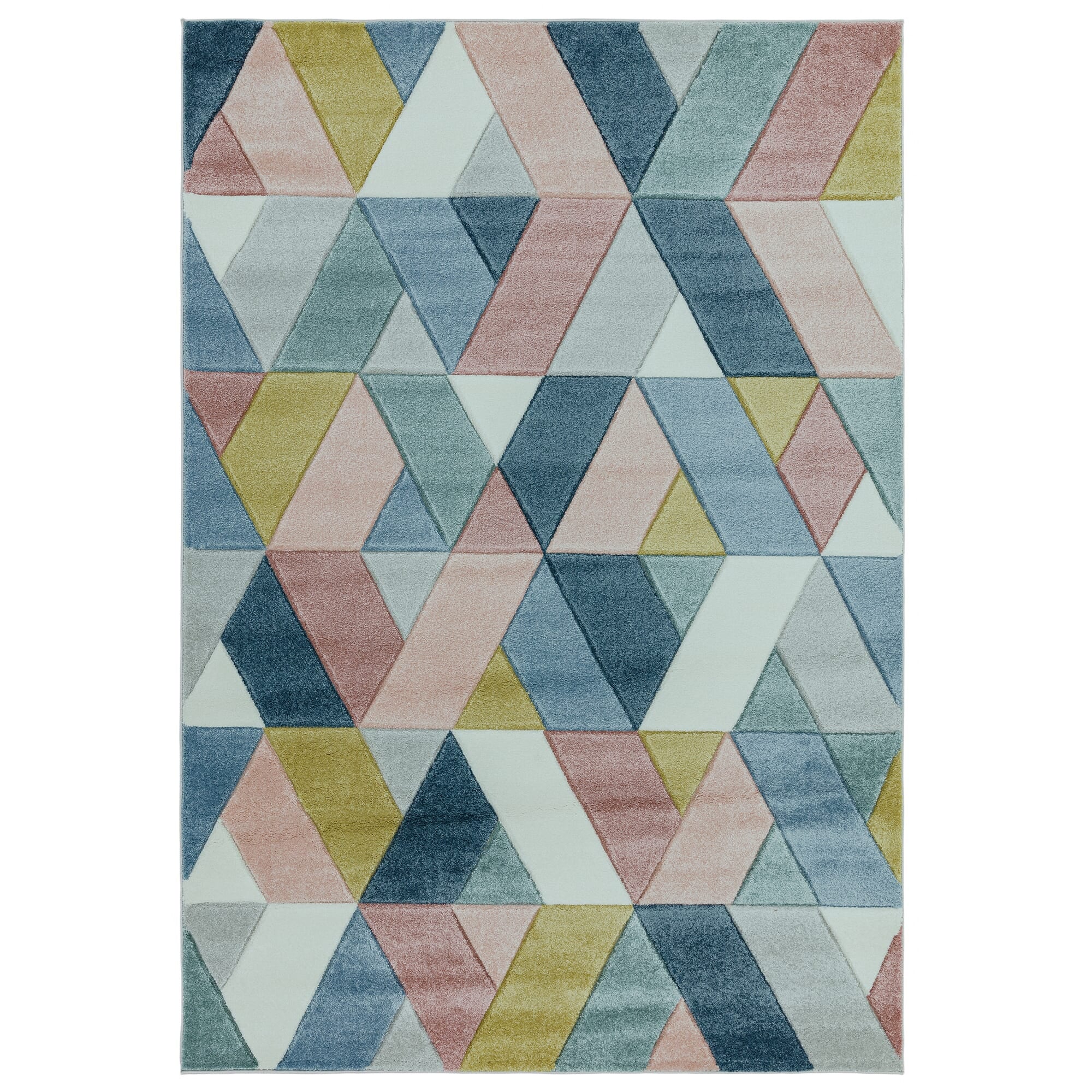 Sketch Rhombus Multi Modern Hand Carved Rug SK02