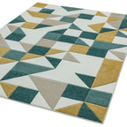 Alfombra Sketch Formas Verdes Moderna Tallada a Mano SK03