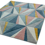 Alfombra Sketch Diamante Multicolor Moderna Tallada a Mano SK04