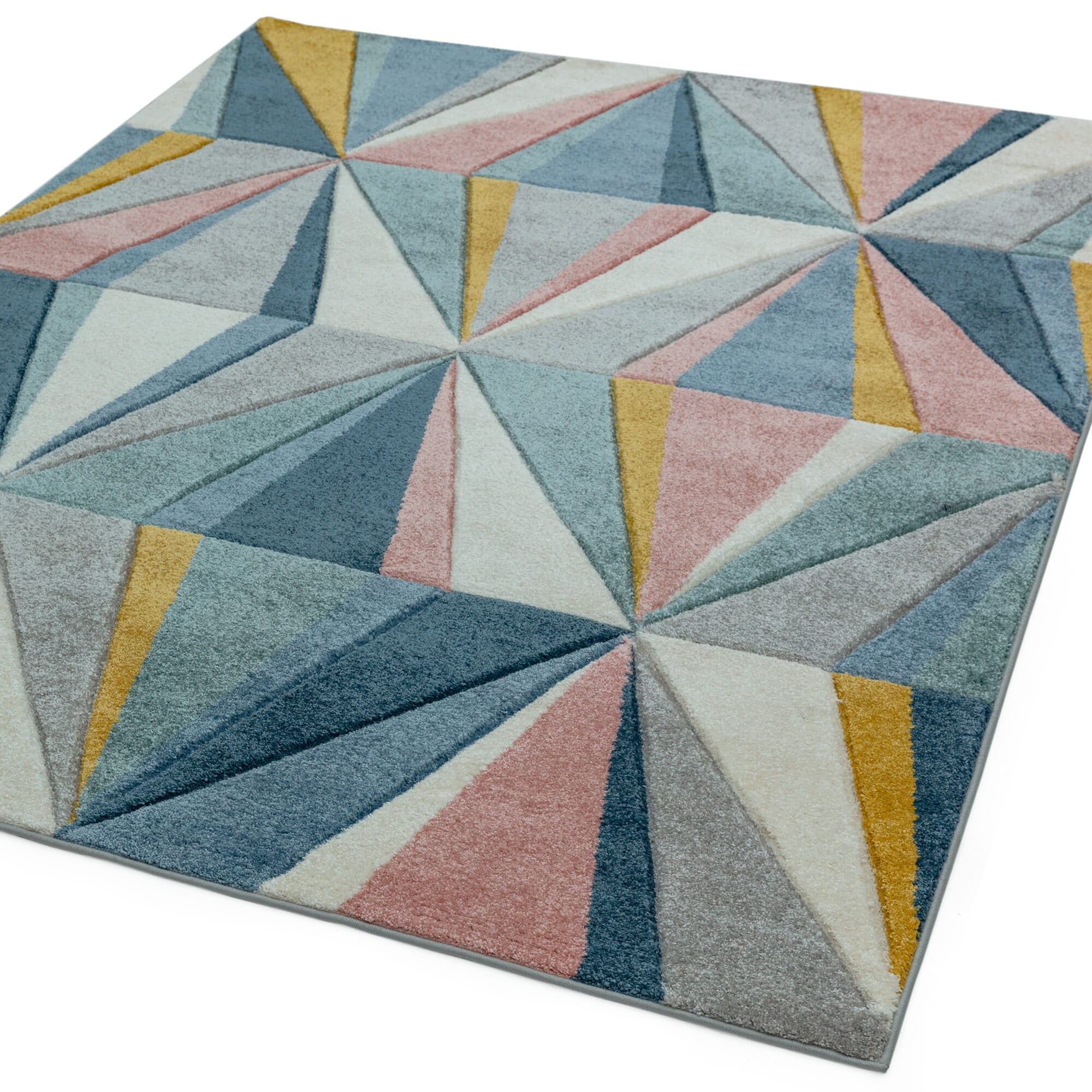 Alfombra Sketch Diamante Multicolor Moderna Tallada a Mano SK04