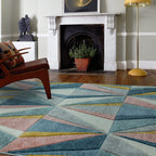 Alfombra Sketch Diamante Multicolor Moderna Tallada a Mano SK04