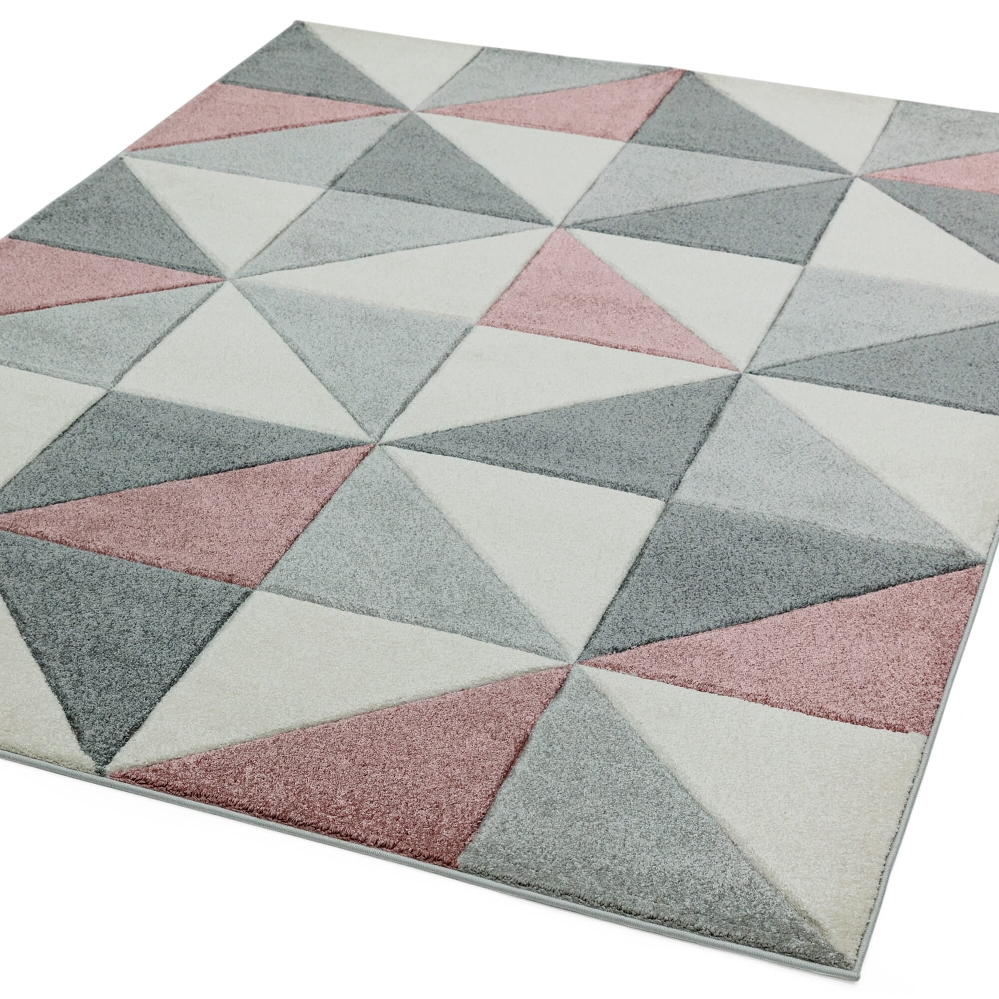 Alfombra Sketch Cúbica Rosa Moderna Tallada a Mano SK05