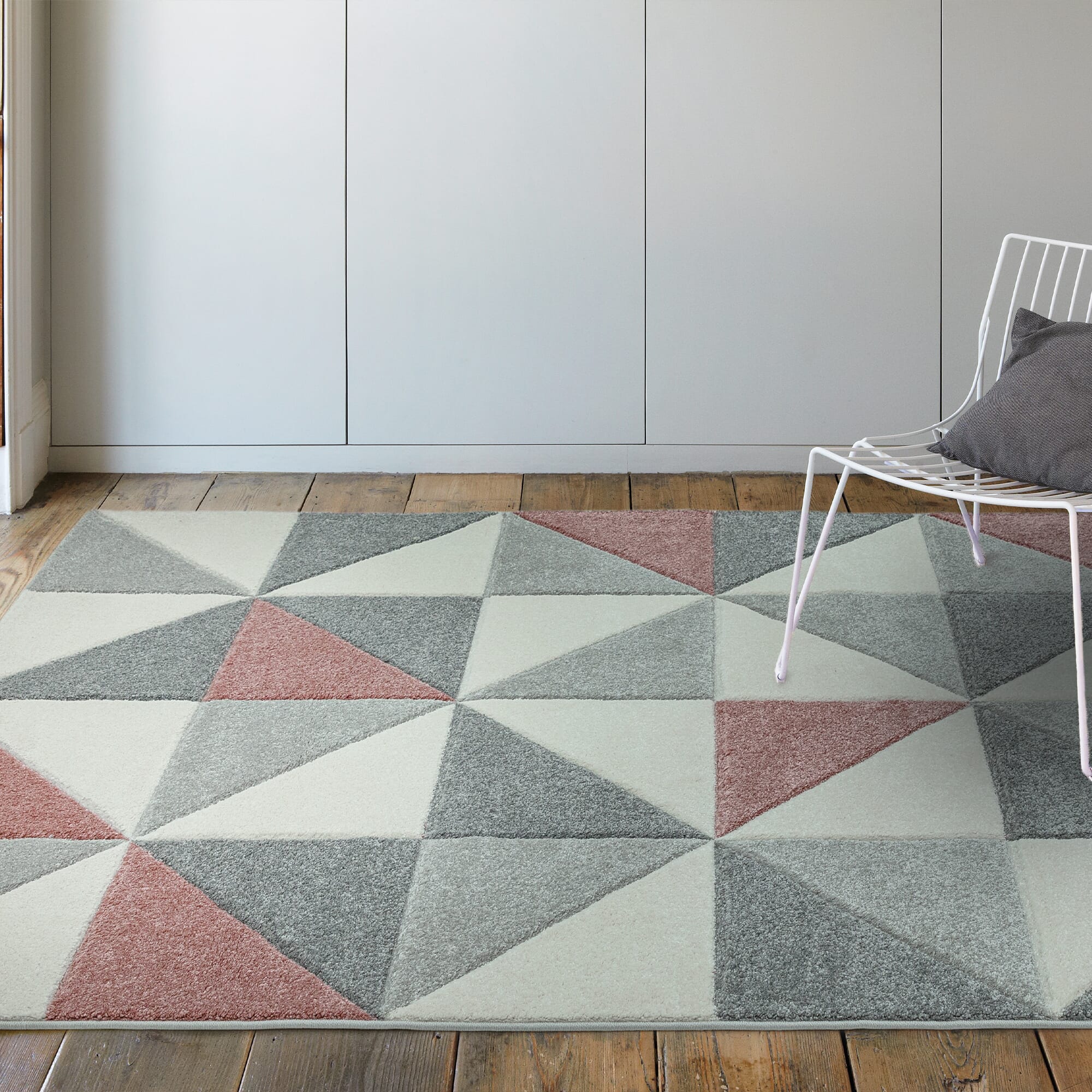 Sketch Cubic Pink Modern Hand Carved Rug SK05