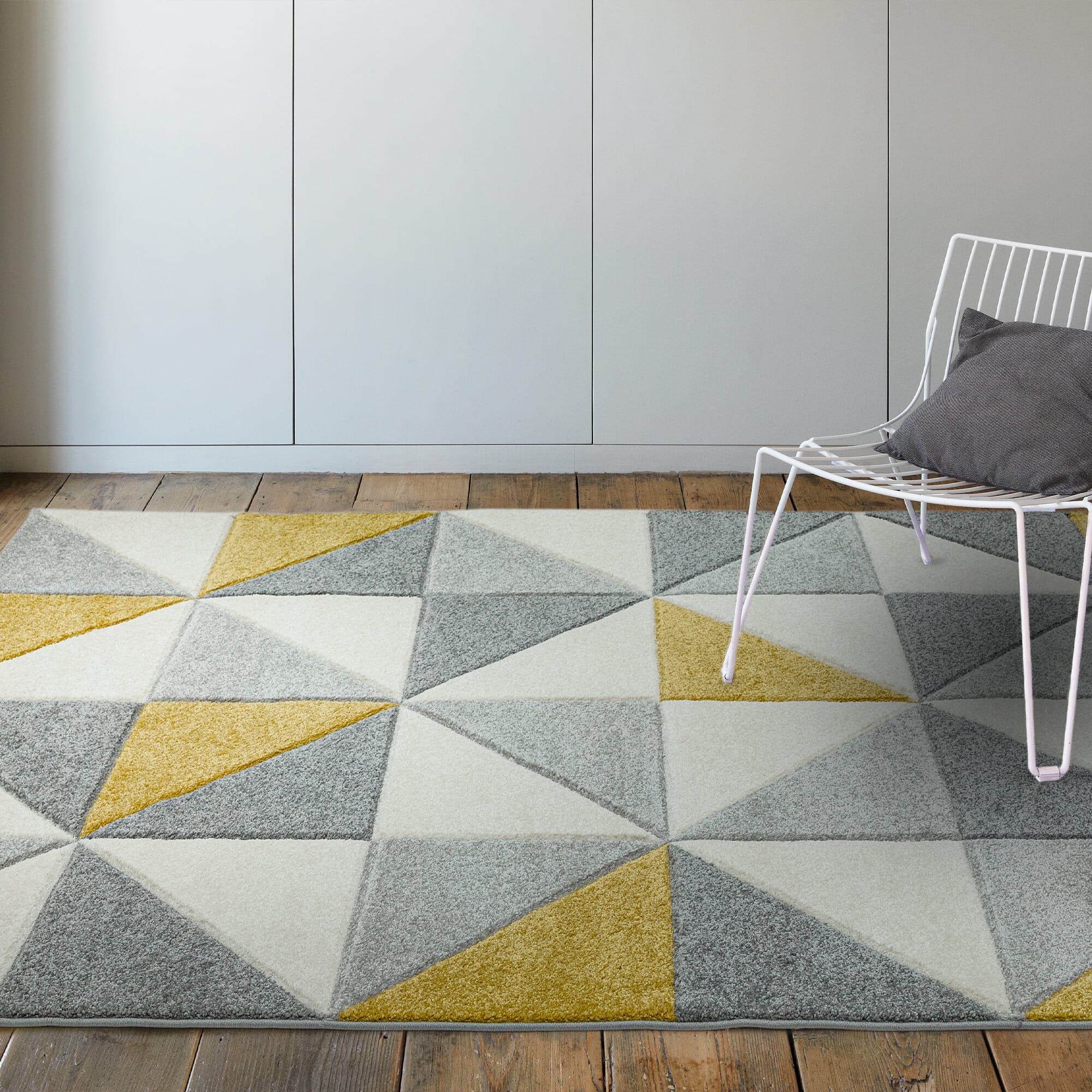 Sketch Cubic Ochre Modern Hand Carved Rug SK06