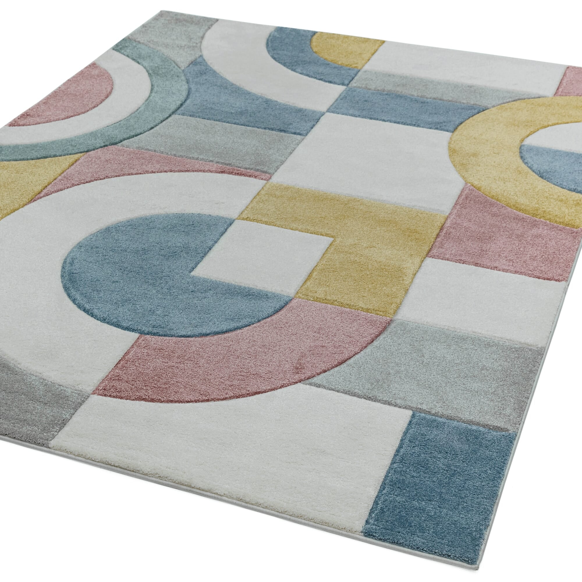 Alfombra Sketch Retro Multicolor Moderna Tallada a Mano SK08