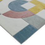 Alfombra Sketch Retro Multicolor Moderna Tallada a Mano SK08