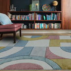 Alfombra Sketch Retro Multicolor Moderna Tallada a Mano SK08