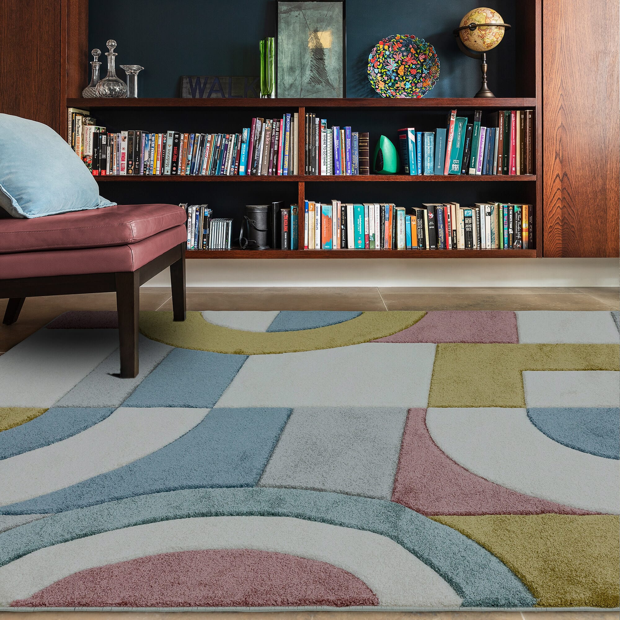 Sketch Retro Multi Modern Hand Carved Rug SK08