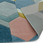 Alfombra Sketch Hexágono Multicolor Moderna Tallada a Mano SK10