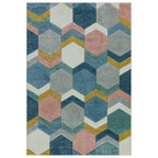 Alfombra Sketch Hexágono Multicolor Moderna Tallada a Mano SK10