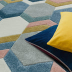 Alfombra Sketch Hexágono Multicolor Moderna Tallada a Mano SK10