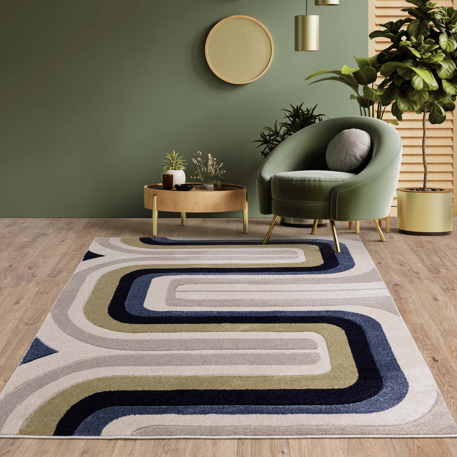 Sketch Contour Blue Rug SK18