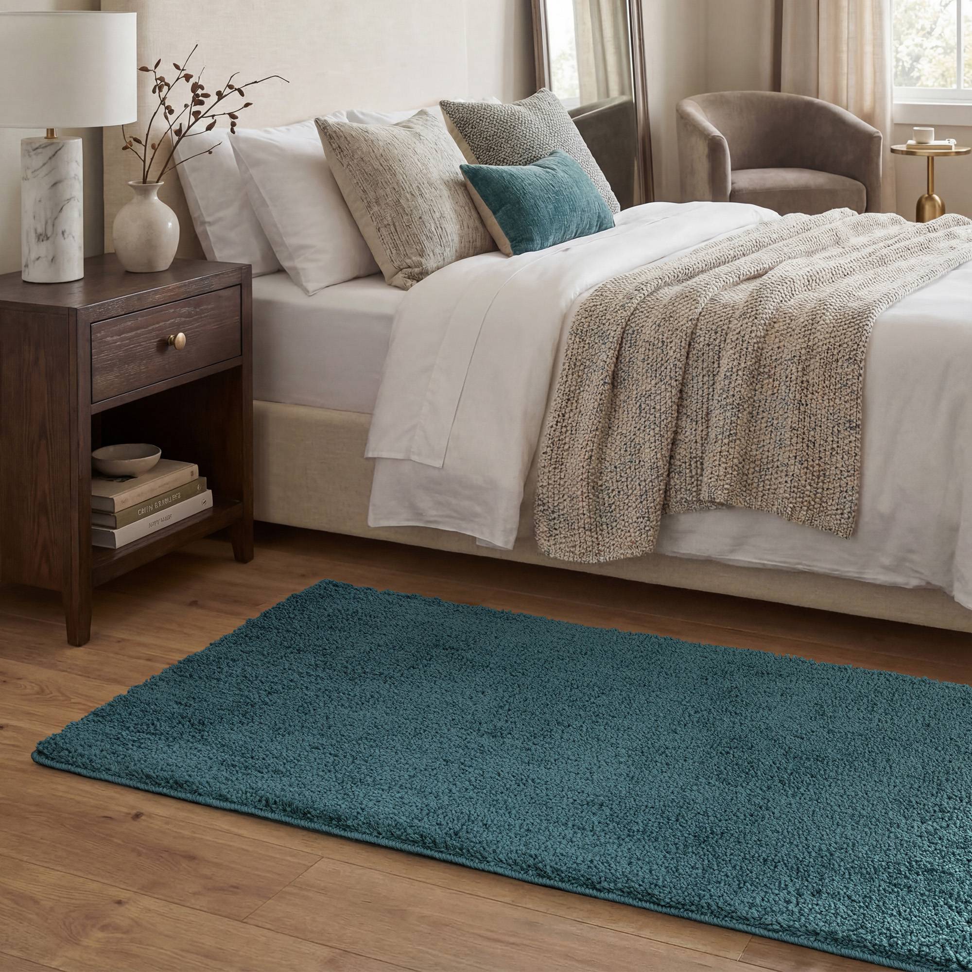 Super Snug Washable Teal Rug