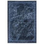 Zehraya Ink Blue Border Rug ZE02
