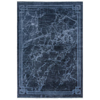 Zehraya Ink Blue Border Rug ZE02