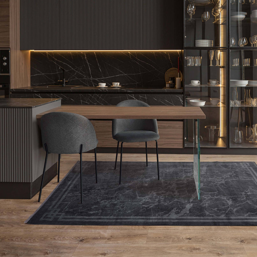 Zehraya Grey Border Rug ZE03