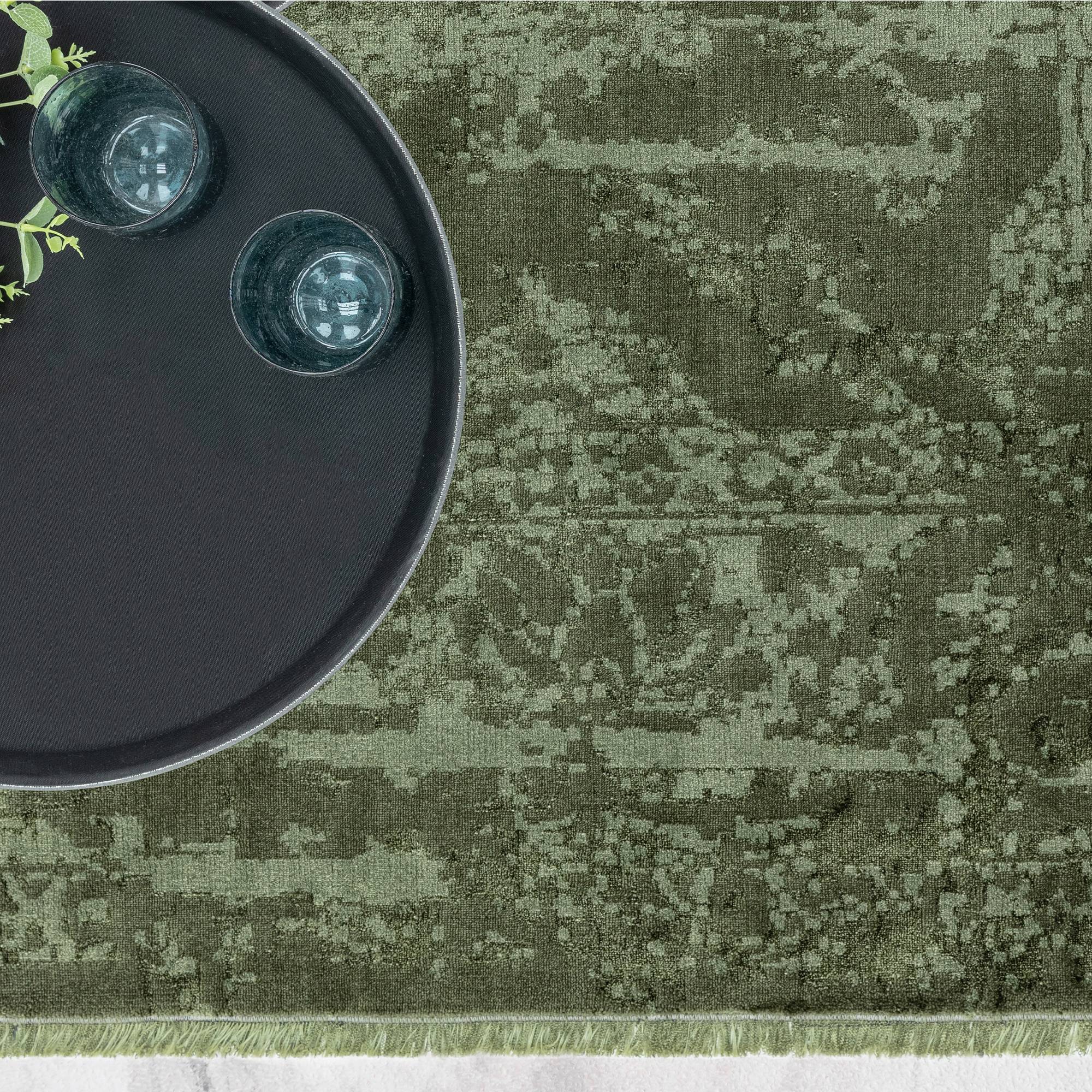 Zehraya Green Abstract Rug ZE06