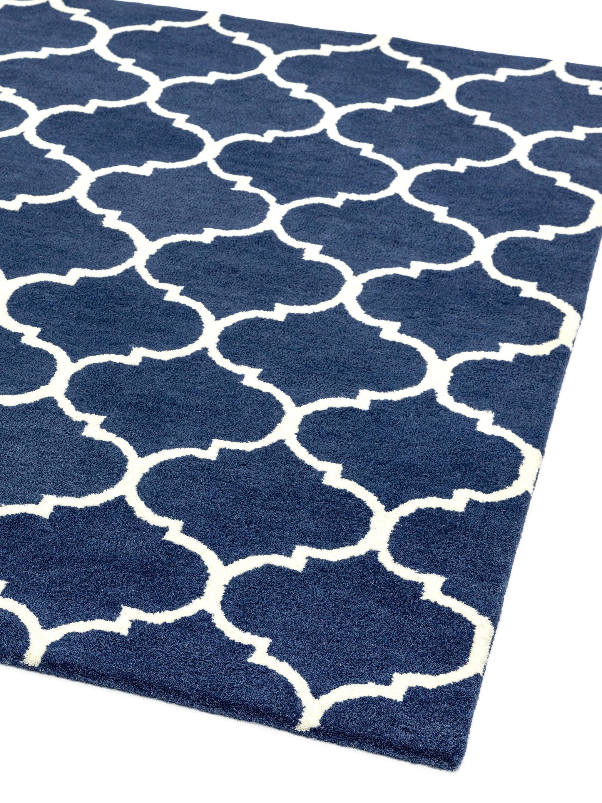 Albany Ogee Blue Hand Tufted Contemporary Wool Rug