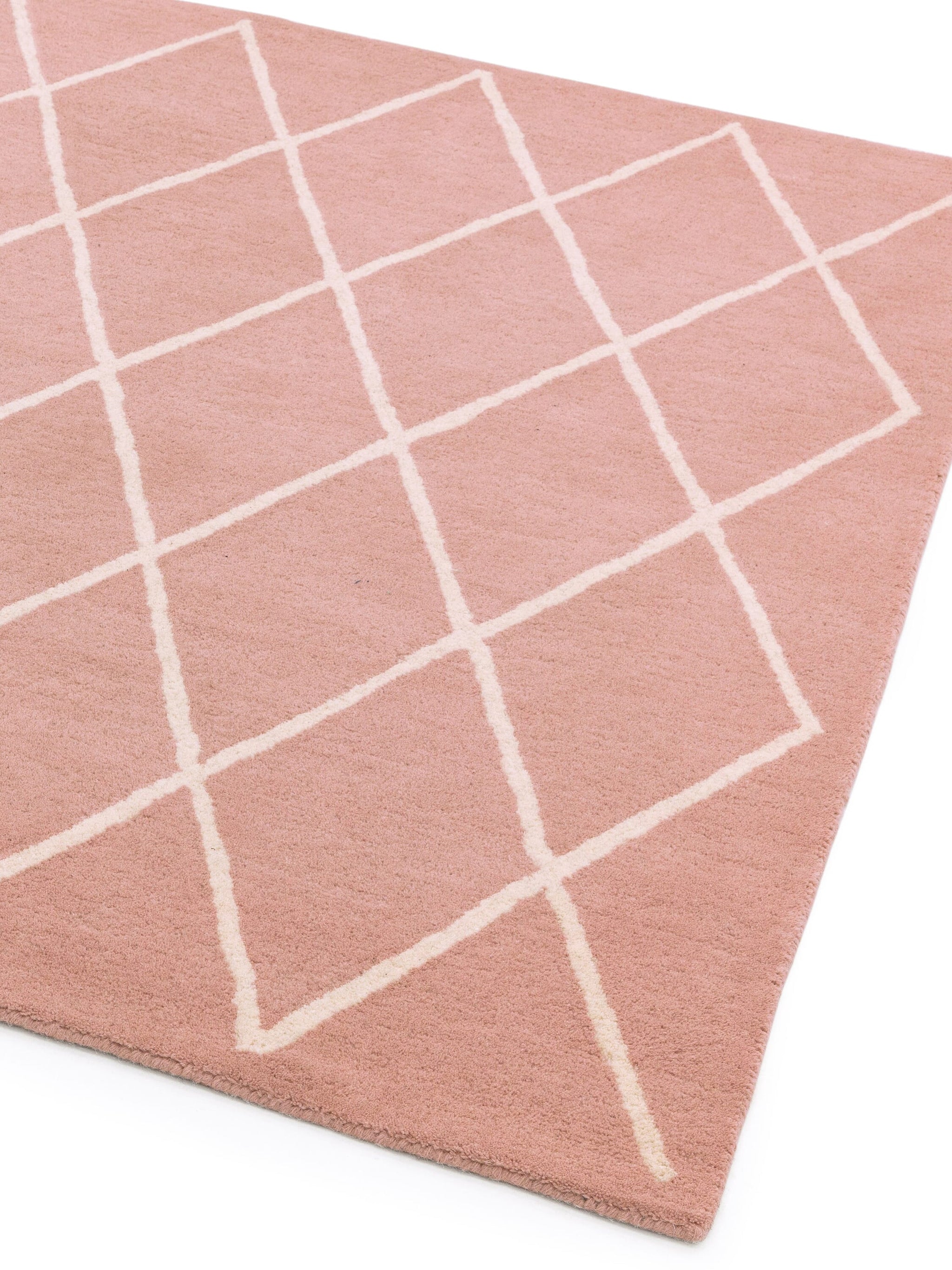 Albany Diamond Pink Hand Tufted Contemporary Wool Rug
