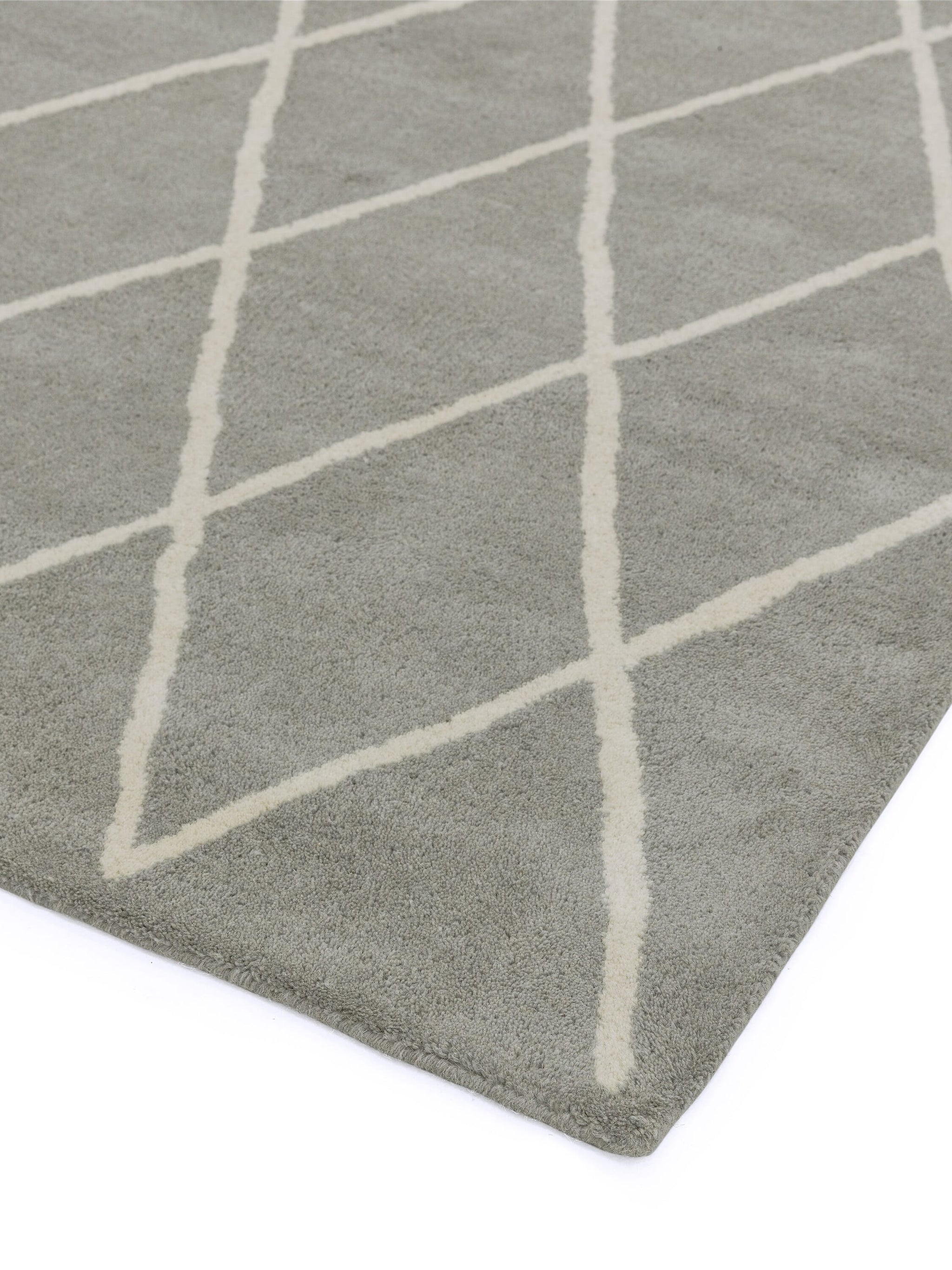 Albany Diamond Silver Hand Tufted Contemporary Wool Rug