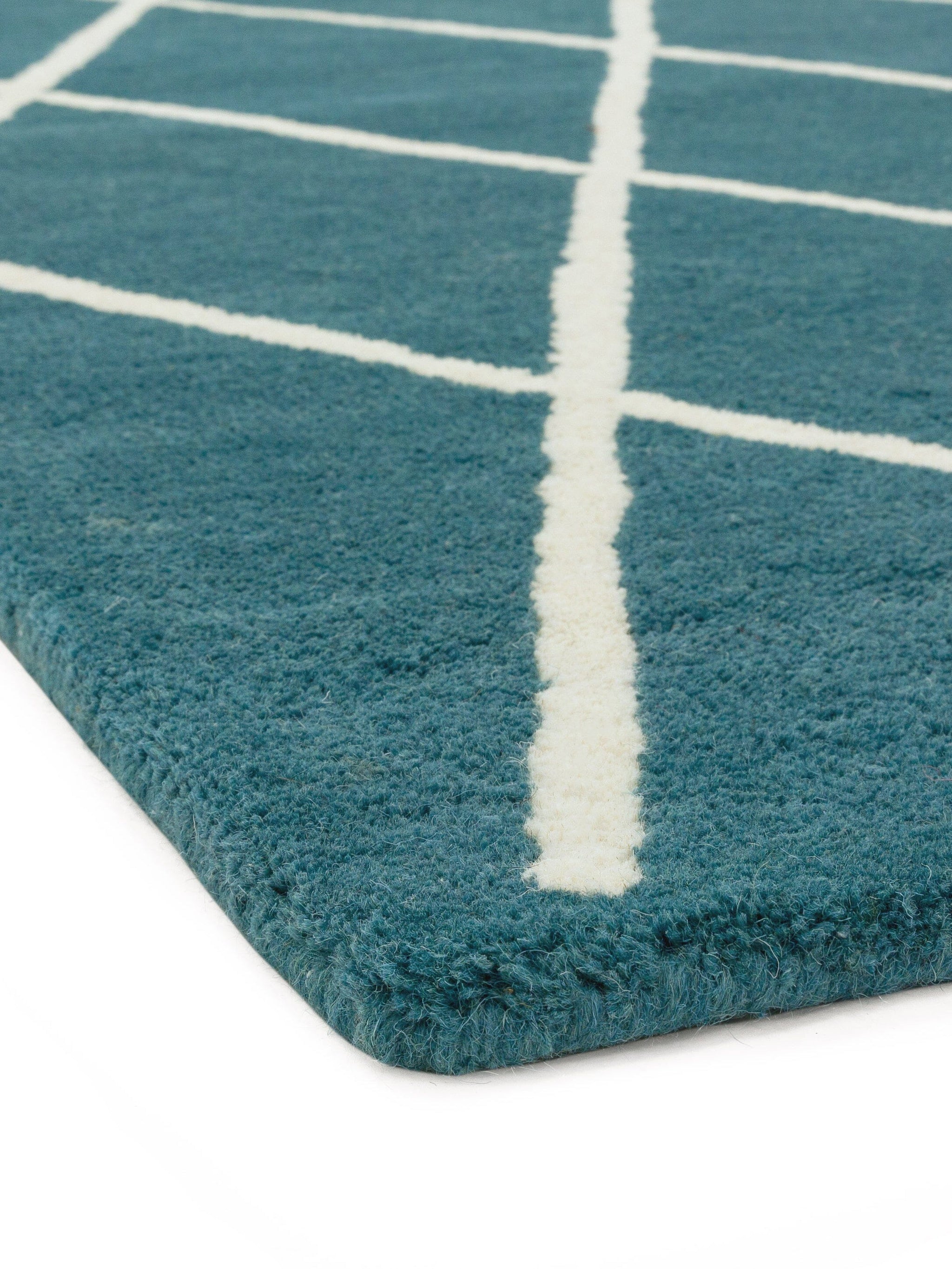 Albany Diamond Teal Hand Tufted Contemporary Wool Rug