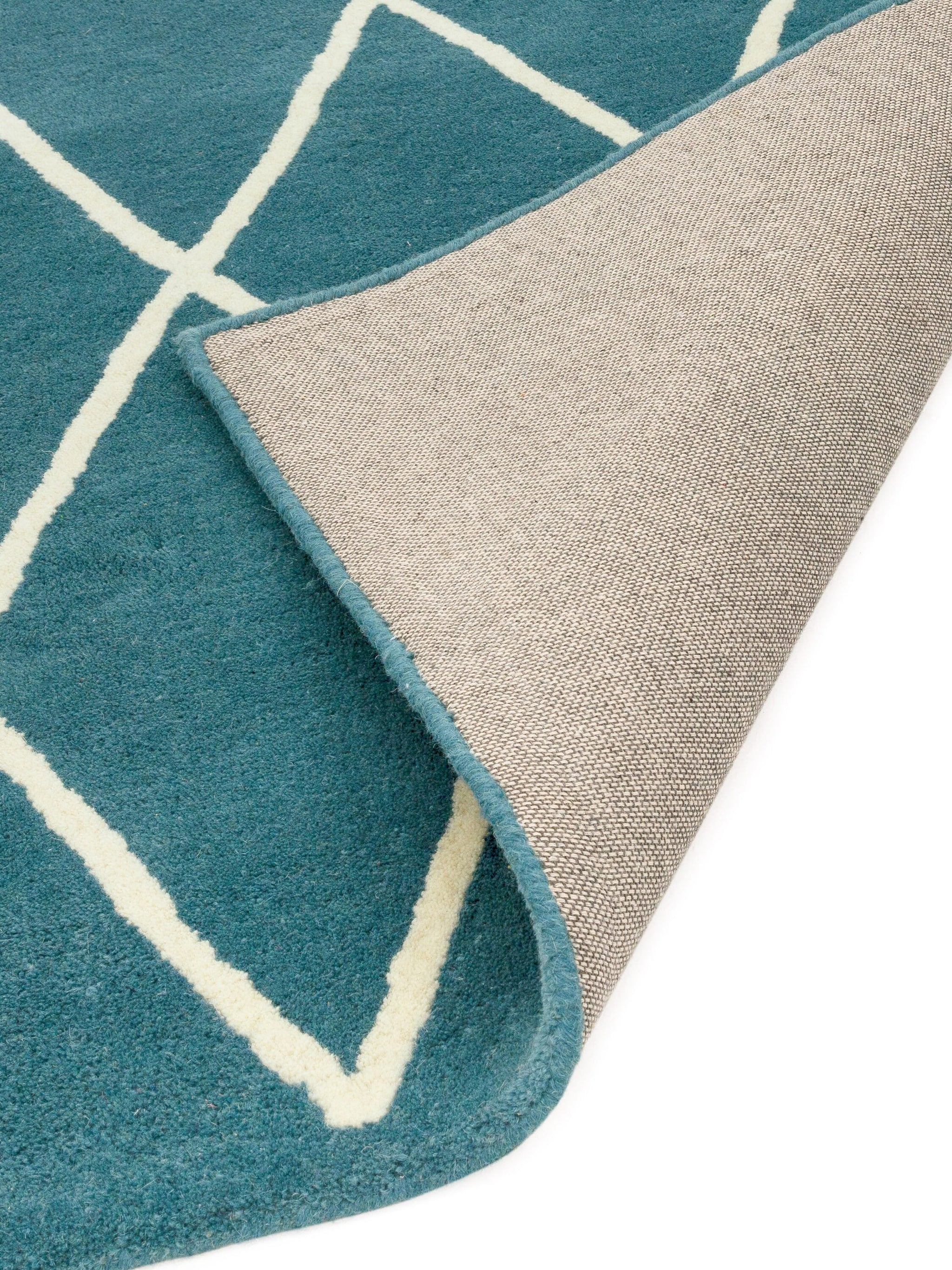 Albany Diamond Teal Hand Tufted Contemporary Wool Rug