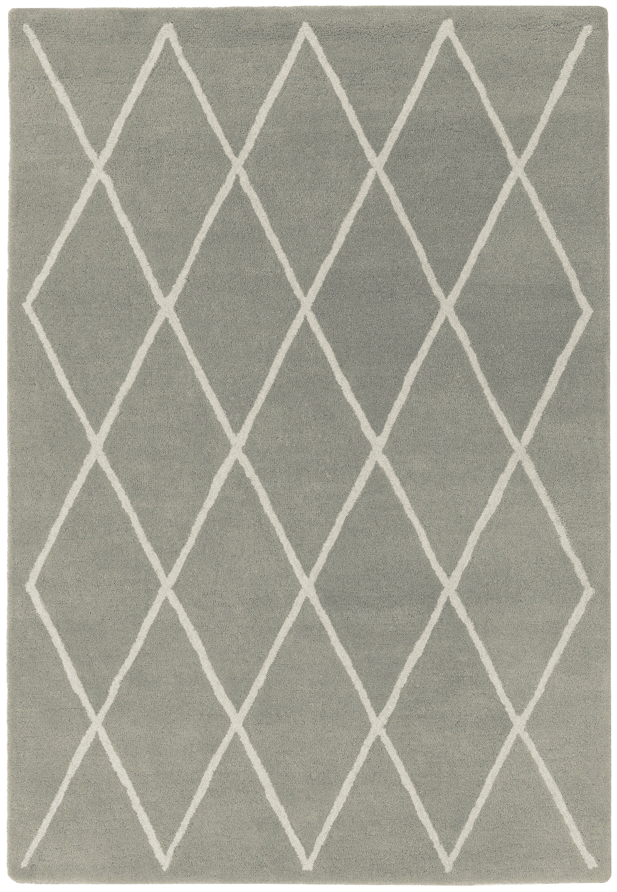Albany Diamond Silver Hand Tufted Contemporary Wool Rug