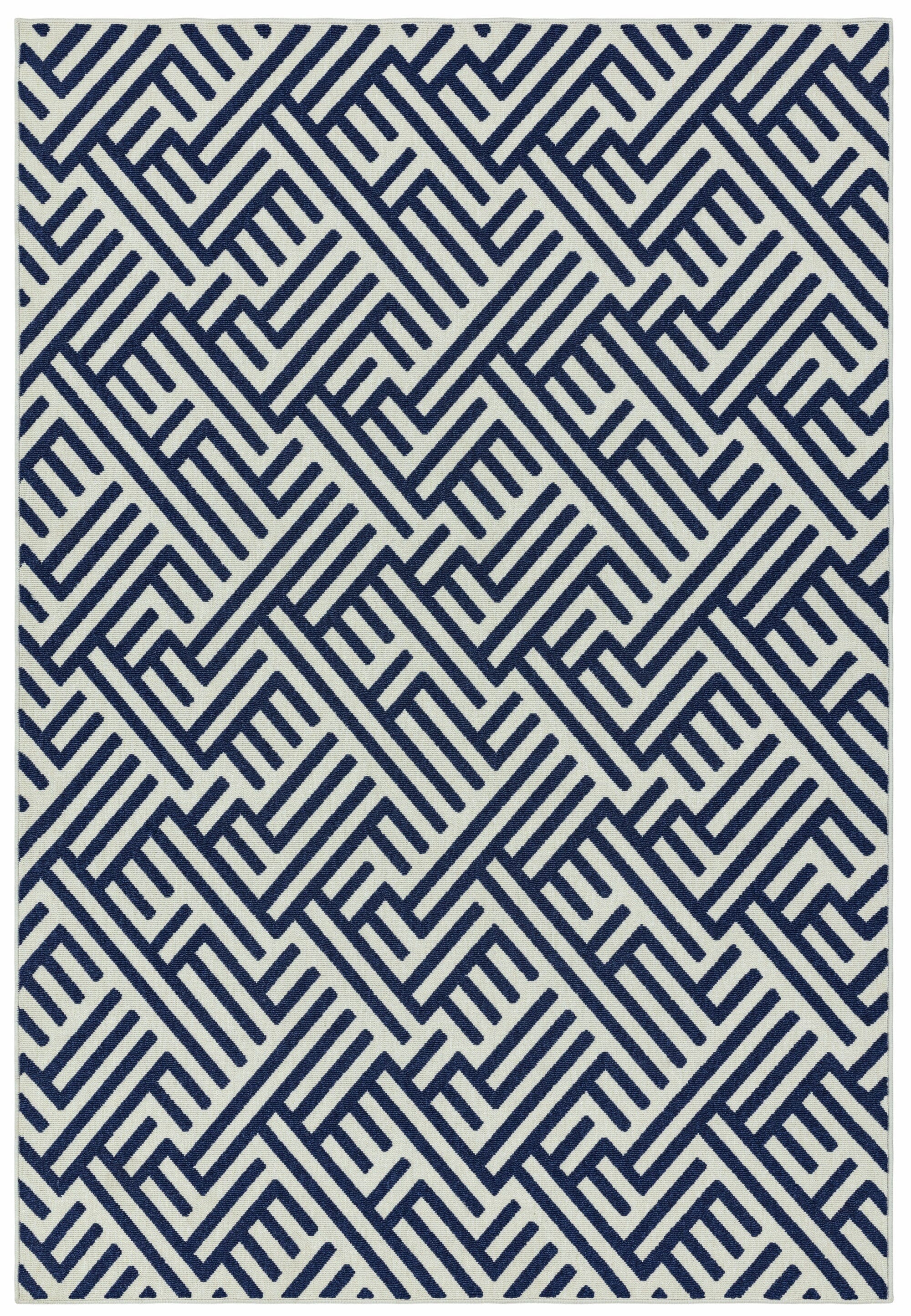 Antibes Blue/White Linear Indoor/Outdoor Rug AN04