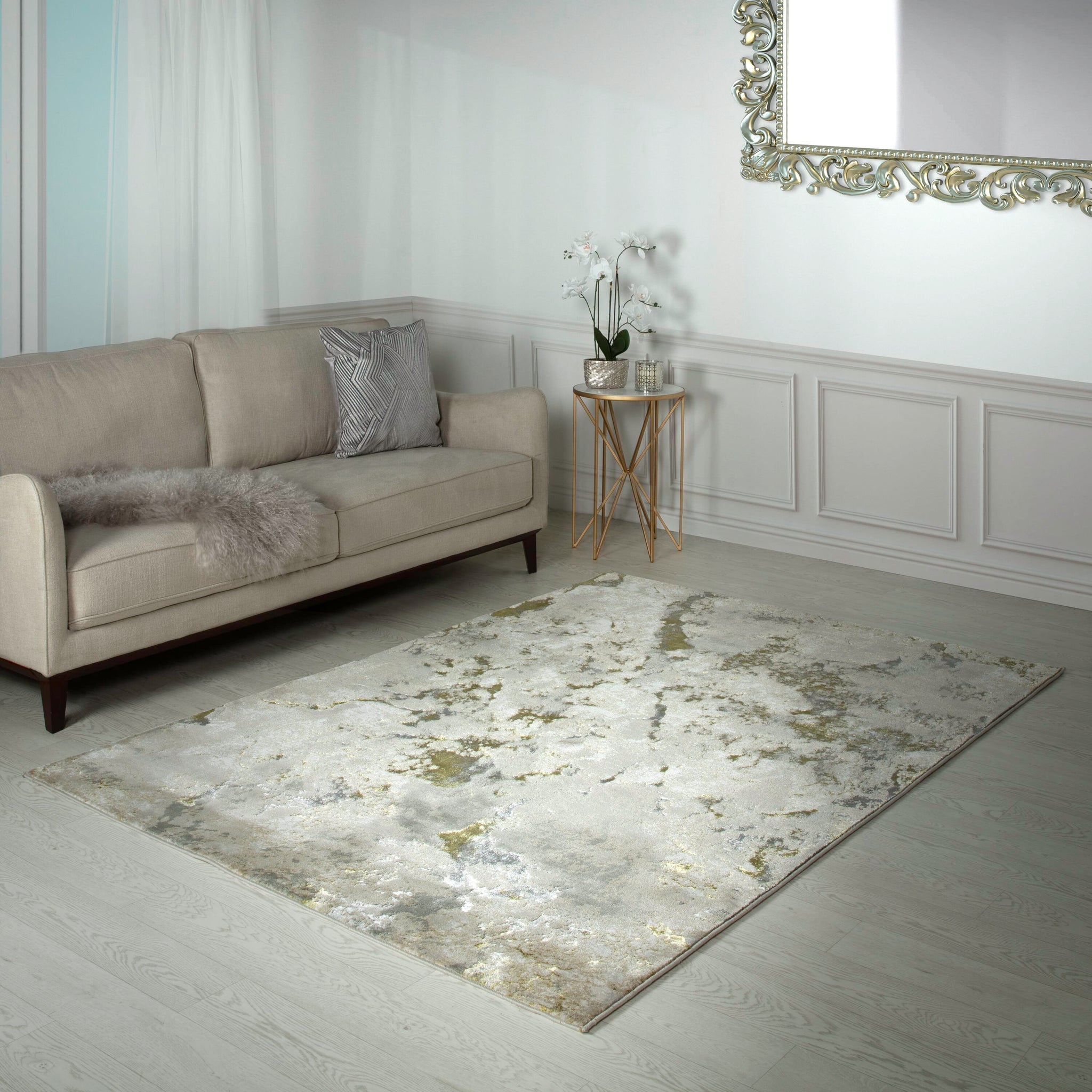 Aurora Galaxy Metallic Gold Rug AU04