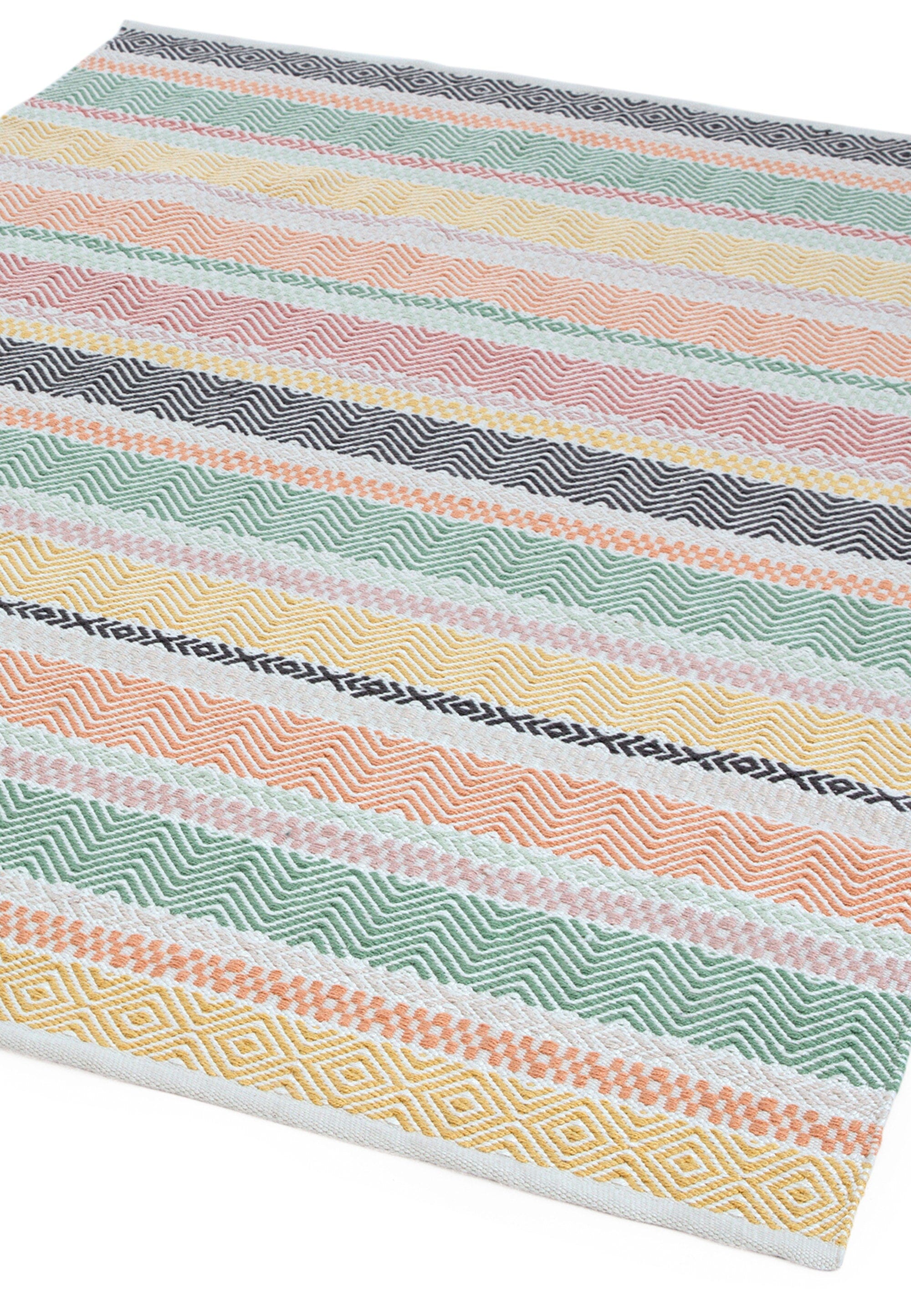 Boardwalk Pastel Stripe Multi Colour Eco Friendly Indoor/Outdoor Rug