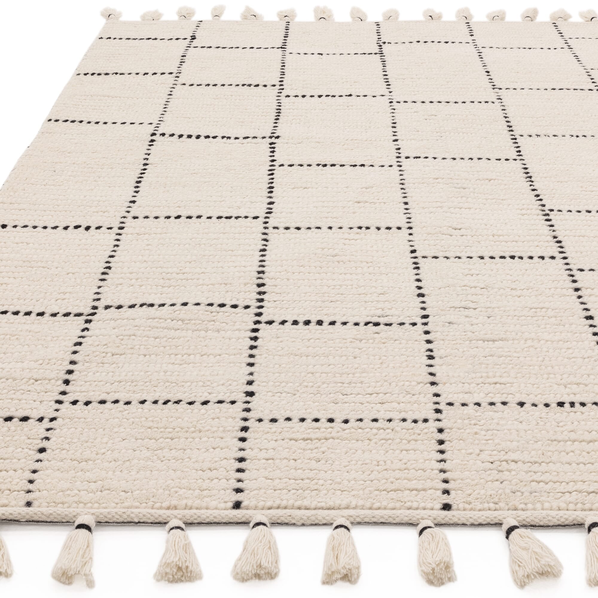 Nepal Cream Black Tile Rug