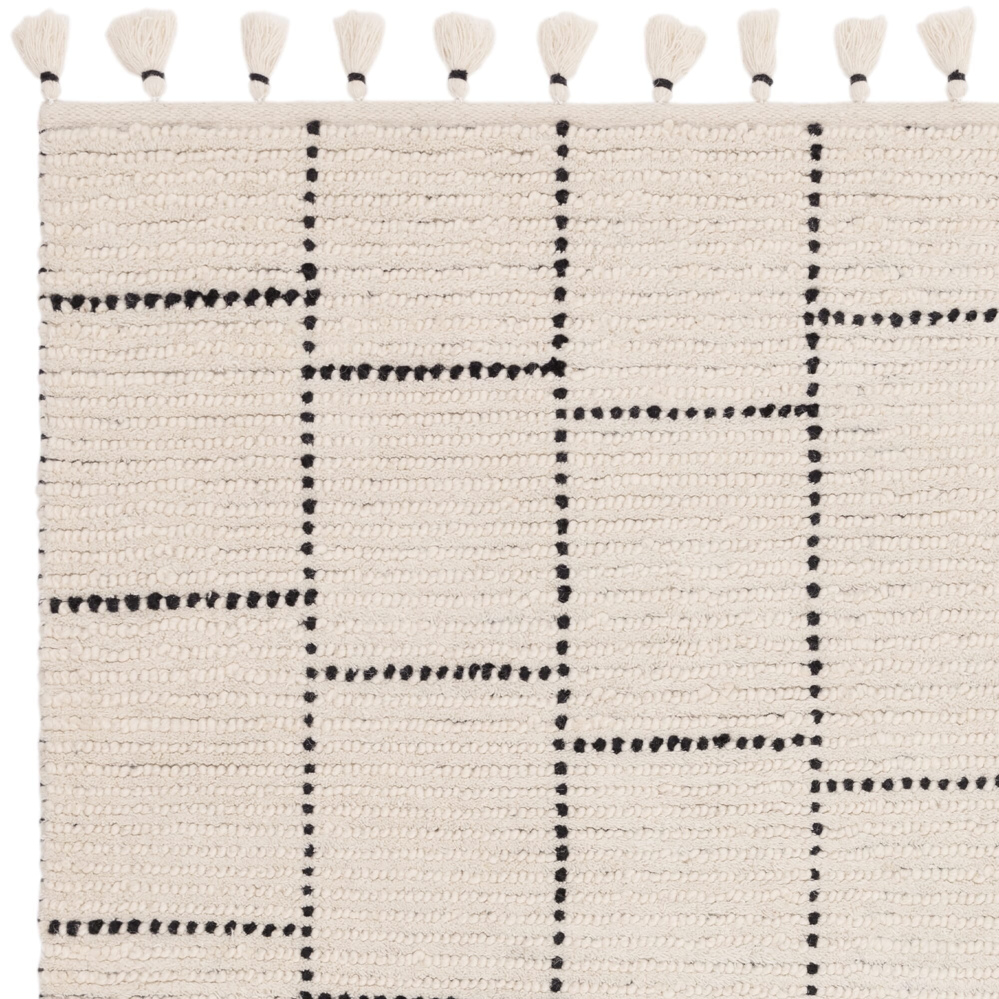 Nepal Cream Black Tile Rug