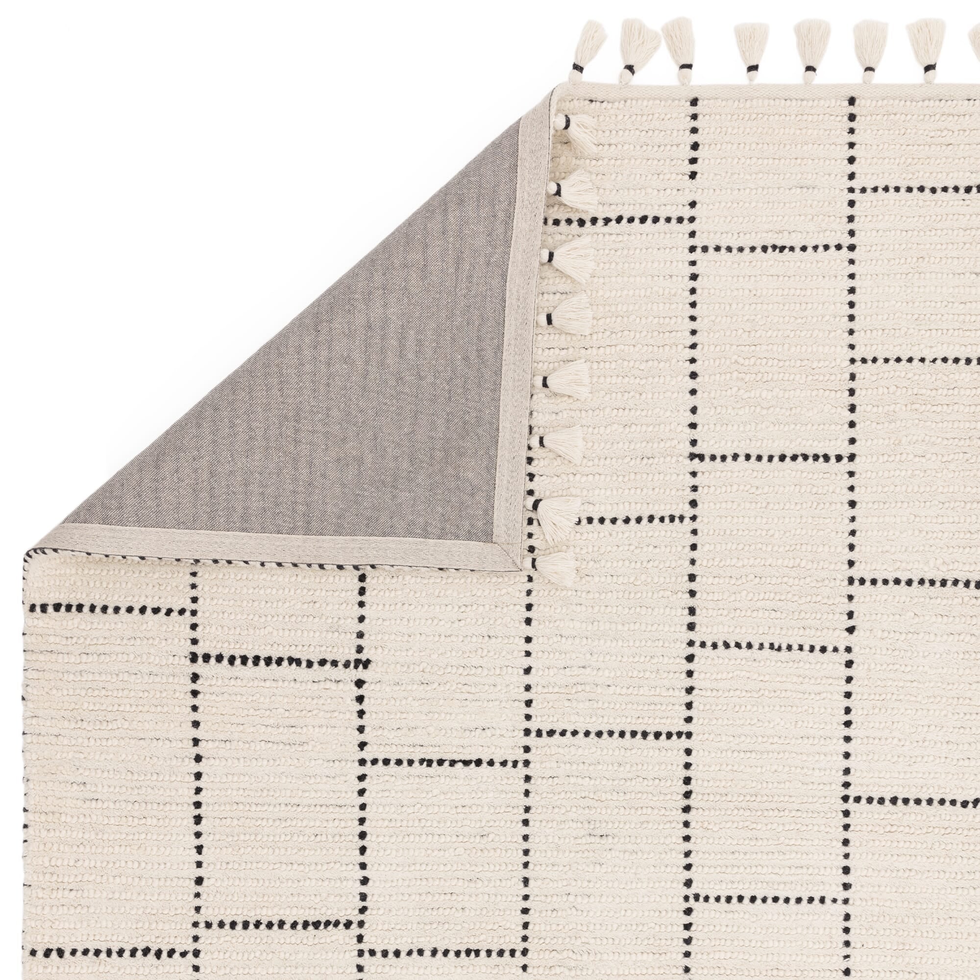 Nepal Cream Black Tile Rug