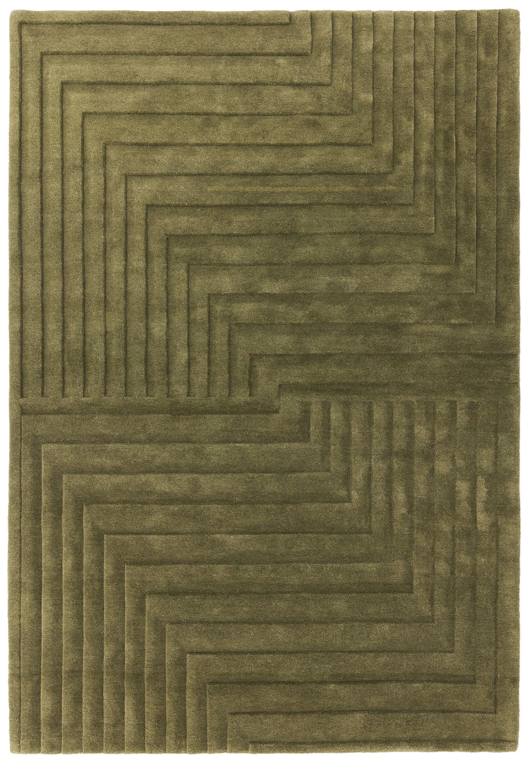 Form Green Wool Hand Carved Wool Rug