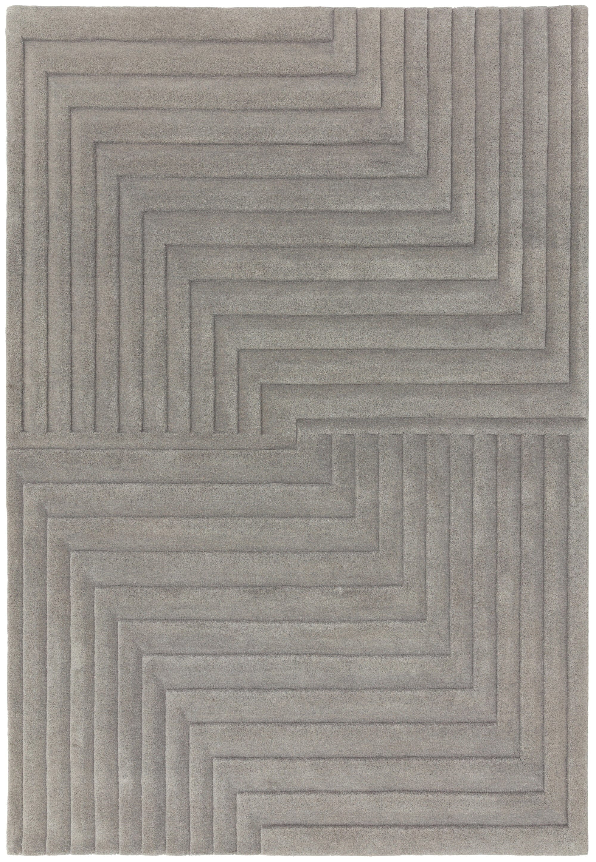 Form Silver Wool Hand Carved Wool Rug