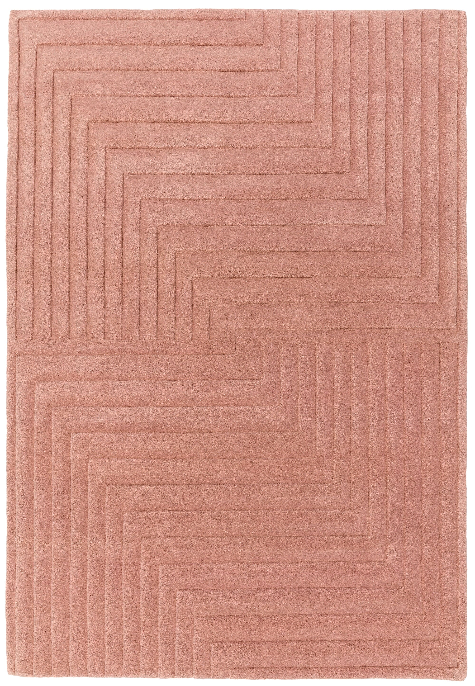 Form Pink Wool Hand Carved Wool Rug