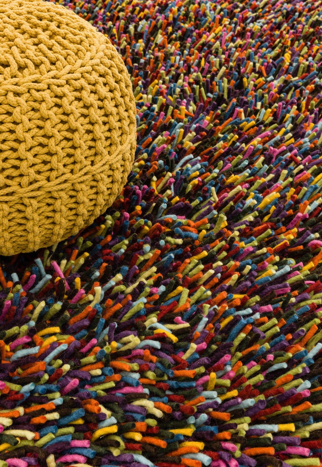 Genie Multi Colour Felted Wool Shaggy Rug