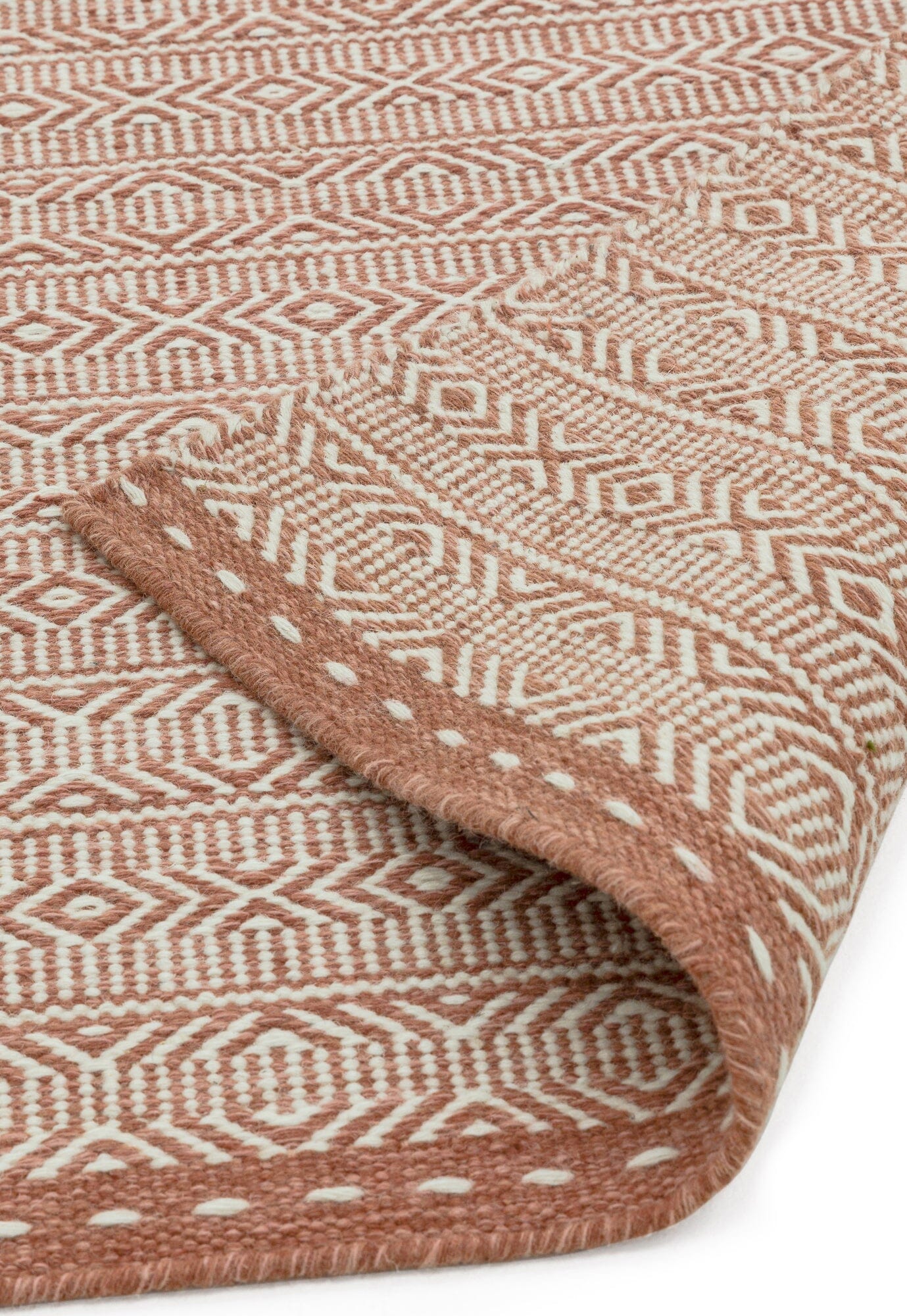 Knox Reversible Coral Wool Dhurrie Rug