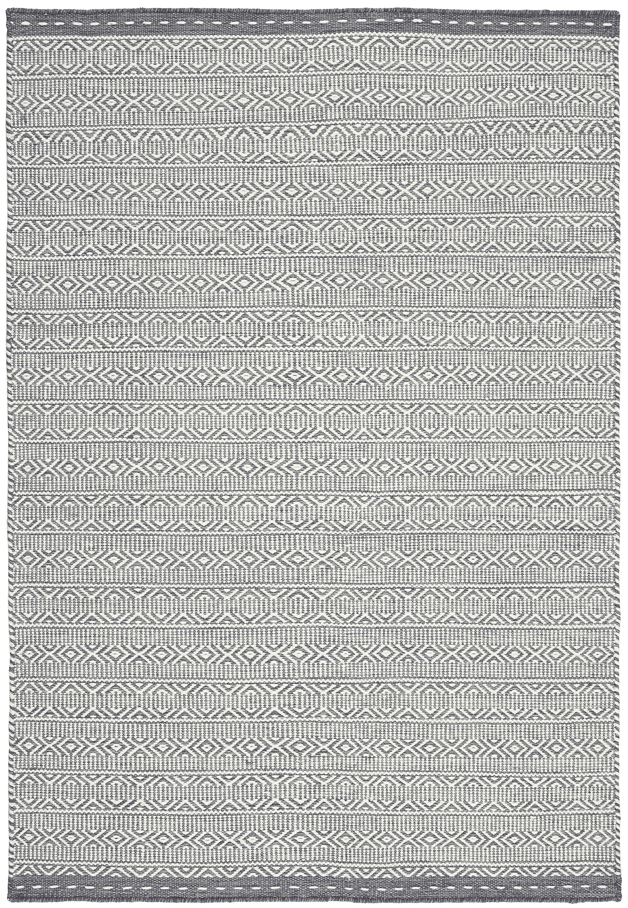 Knox Reversible Grey Wool Dhurrie Rug