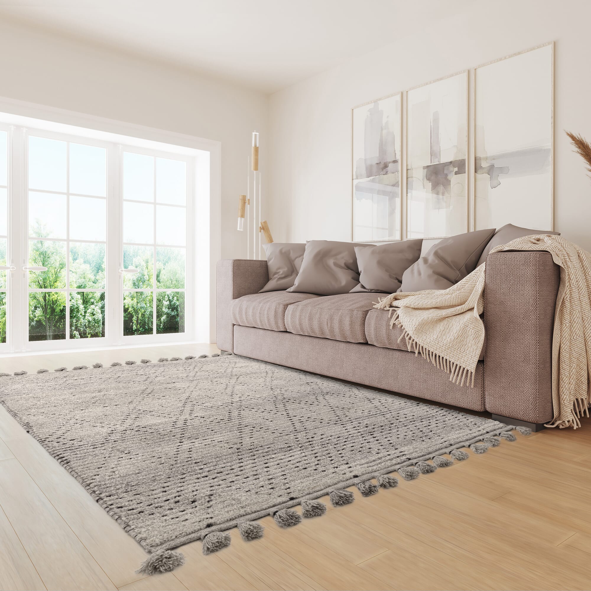 Nepal Grey Black Diamond Rug