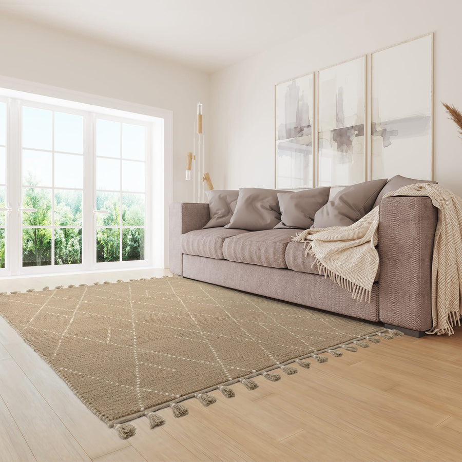 Nepal Sand Cream Linear Rug