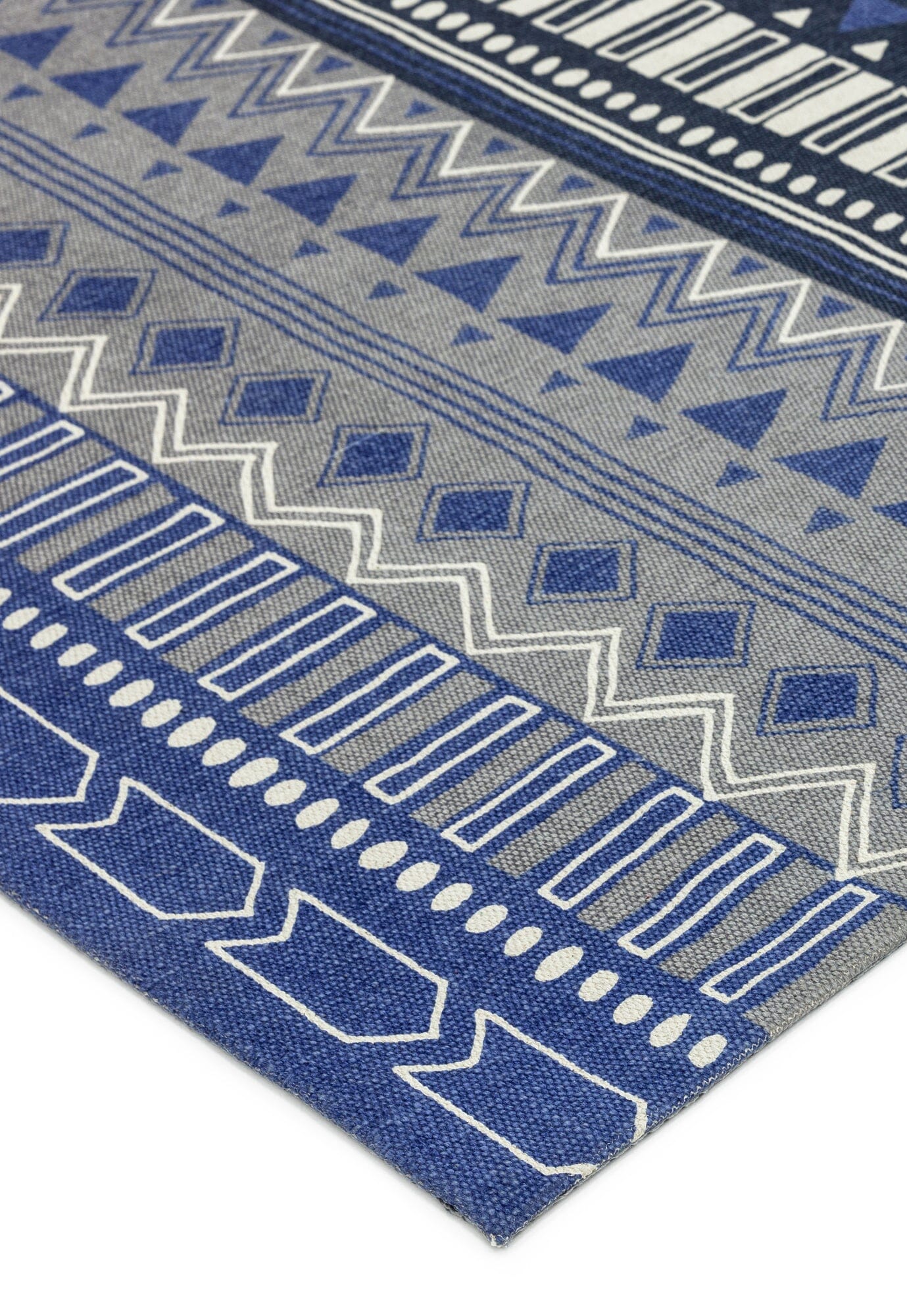 Onix Tribal Mix Blue 100% Cotton Hand Woven Rug ON17