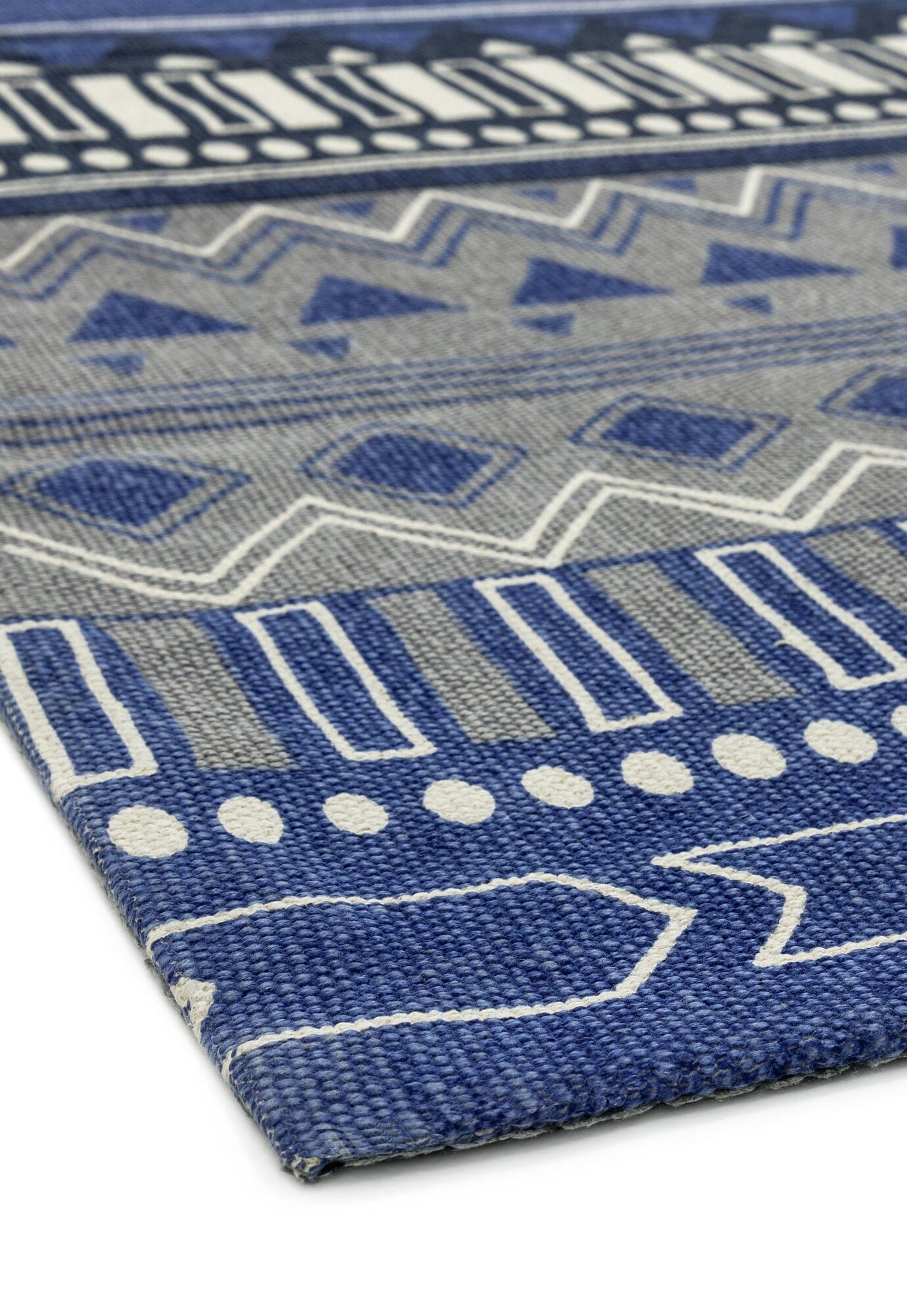 Onix Tribal Mix Blue 100% Cotton Hand Woven Rug ON17