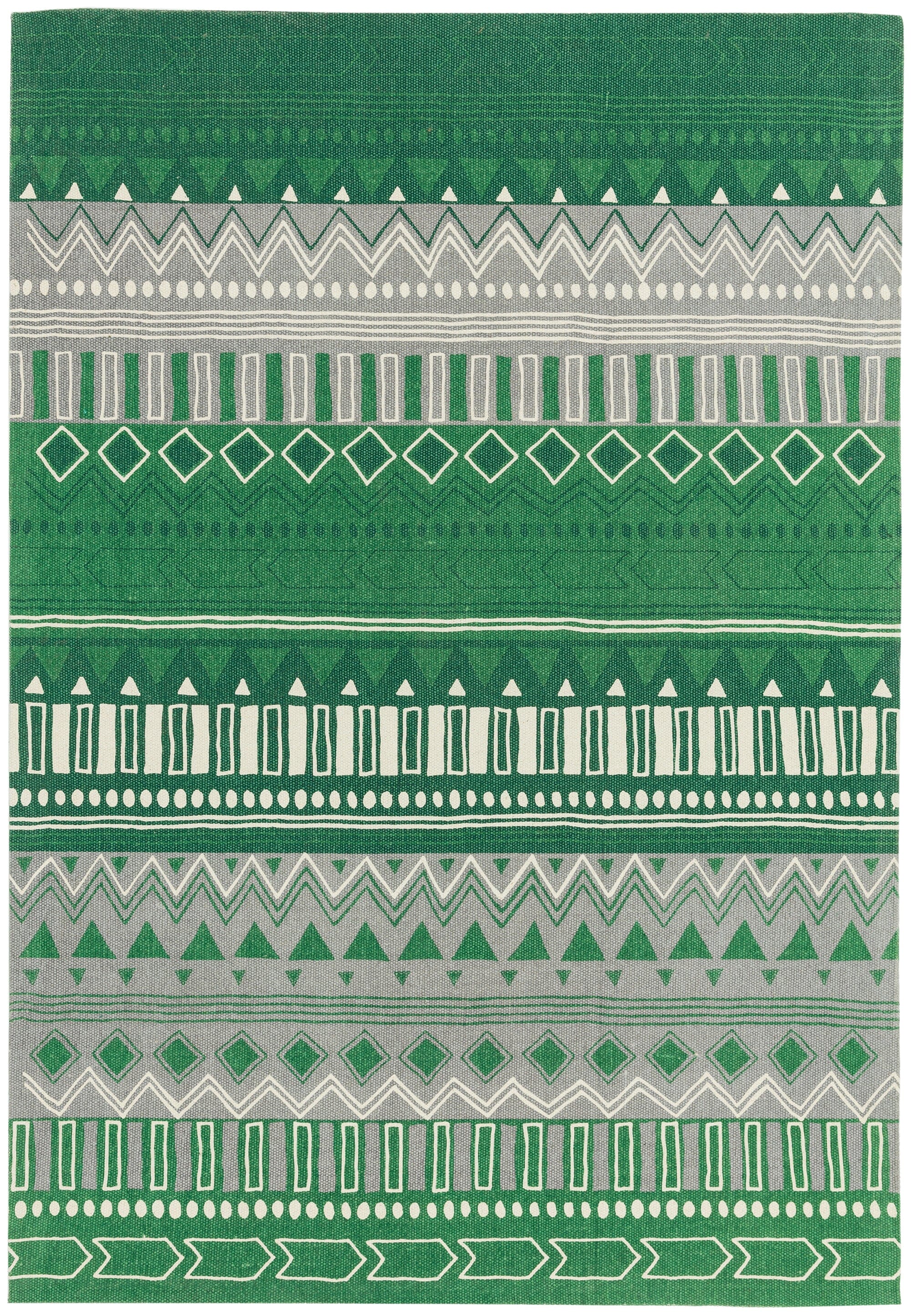 Onix Tribal Mix Green 100% Cotton Hand Woven Rug ON14