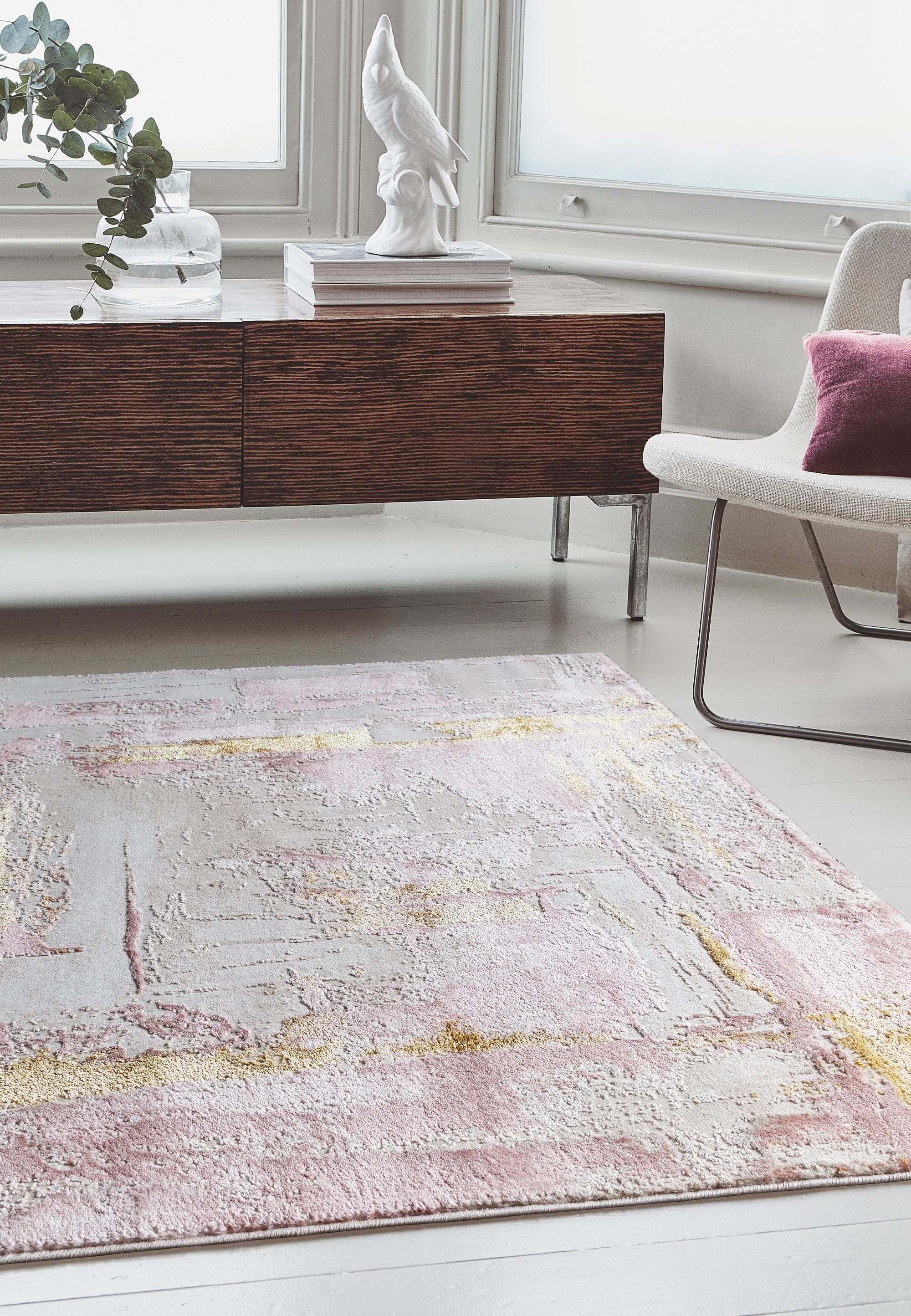 Orion Decor Pink Metallic Rug OR01