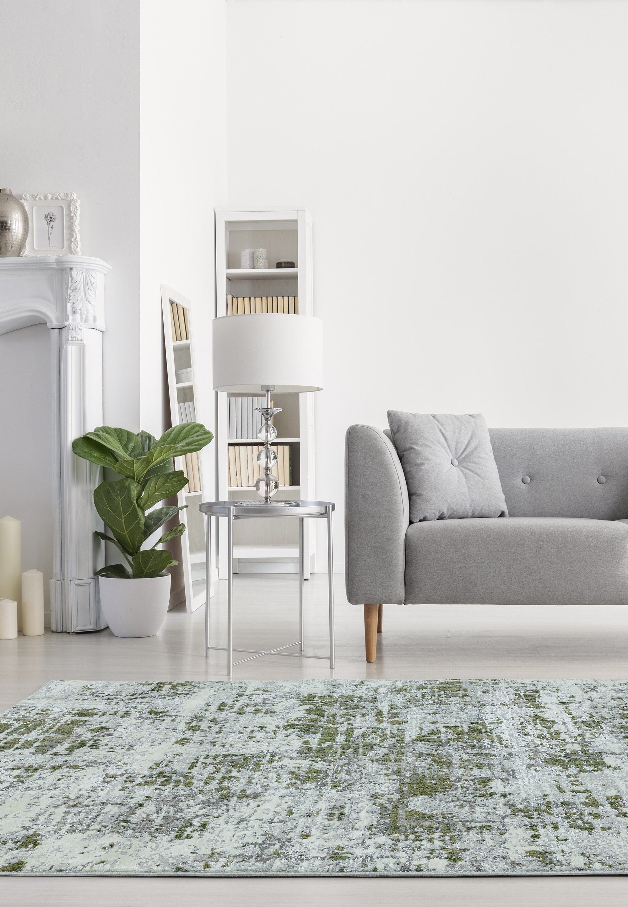 Orion Abstract Green Metallic Rug OR08