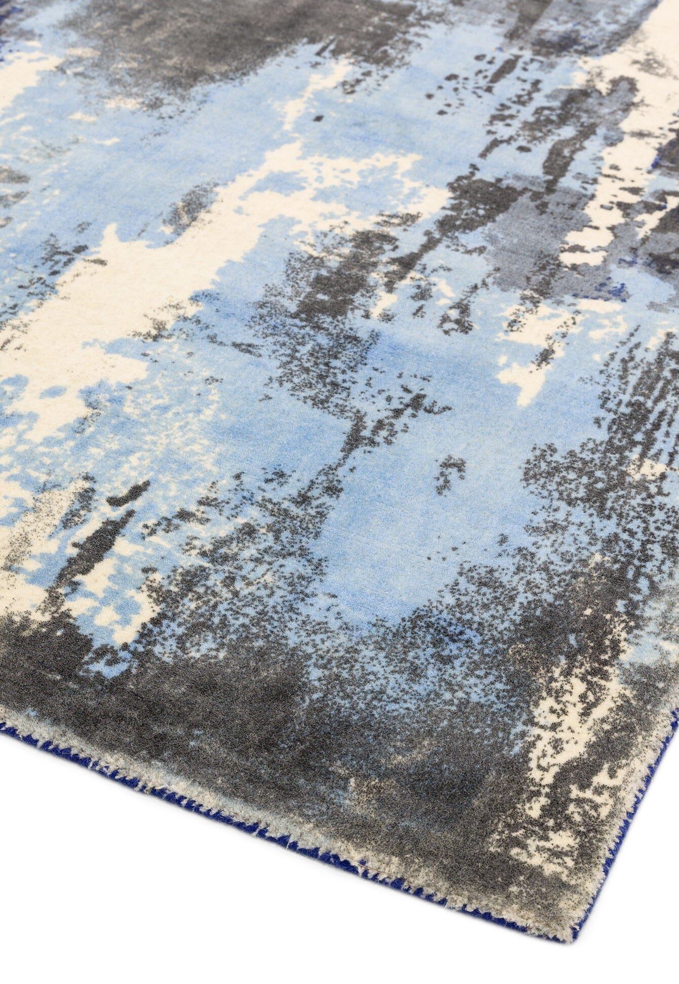 Saturn Blue Wool Hand Tufted Screen Printed Rug