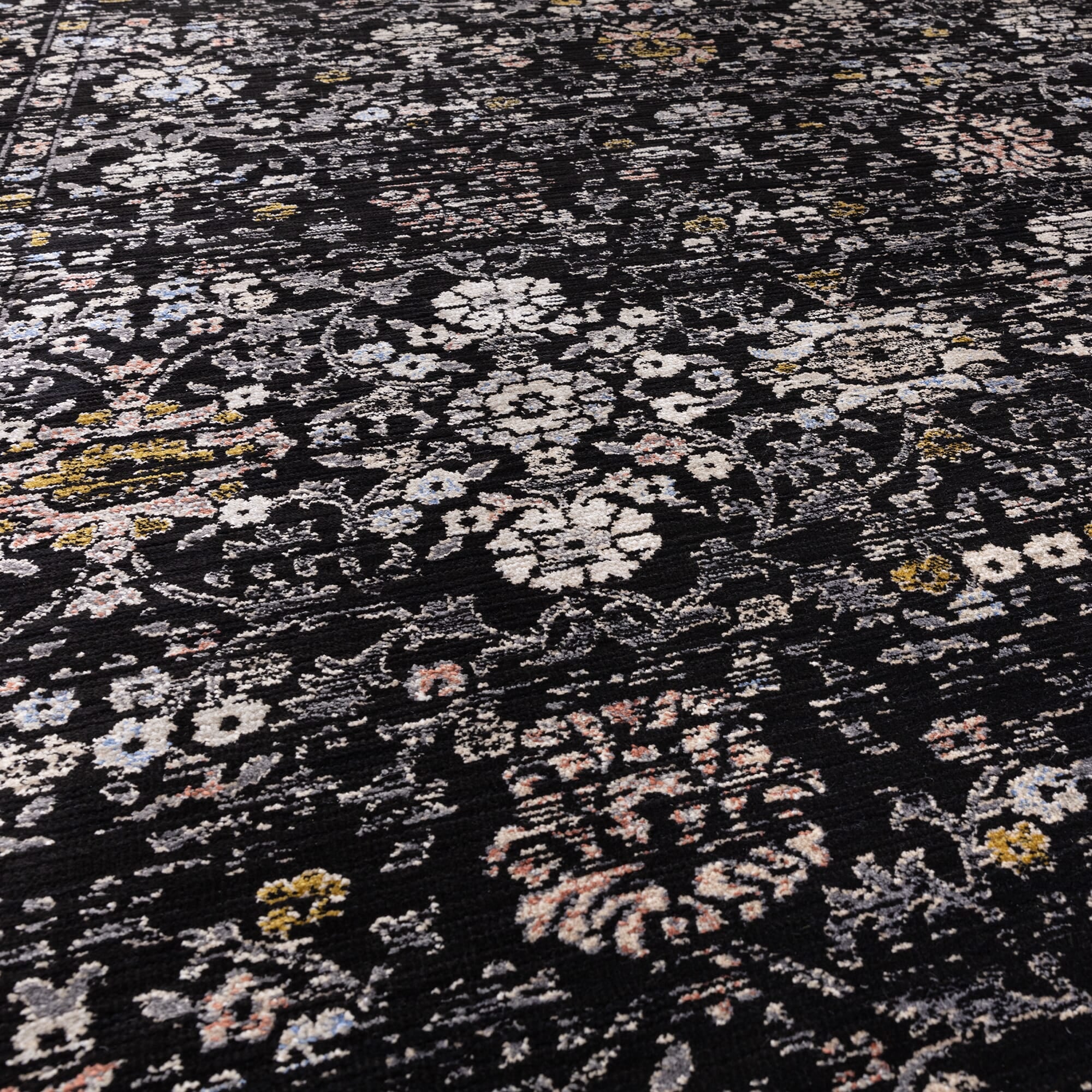 Sovereign Black Vintage Floral Rug